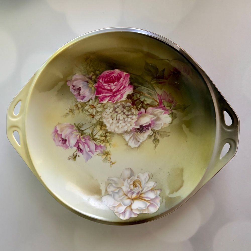 Vintage RS Germany Reinhold Schlegelmilch 10" Porcelain Dish Hand Painted Roses - Picture 1 of 6